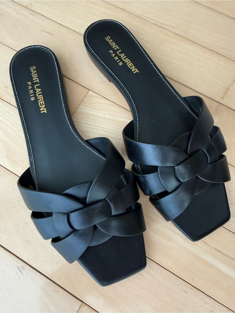 YSL TRIBUTE SANDALS IN SMOOTH LEATHER BLACK US SIZE 7.5 - Picture 3 of 14